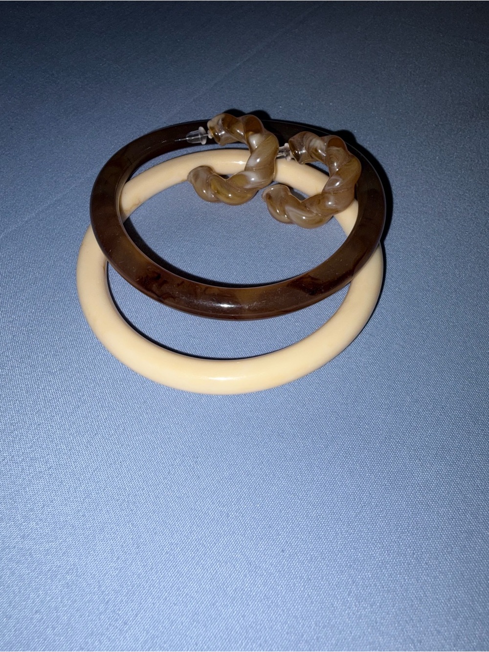 Neutral Tortoise and Cream Hoop Earring Set - Women Jewelry